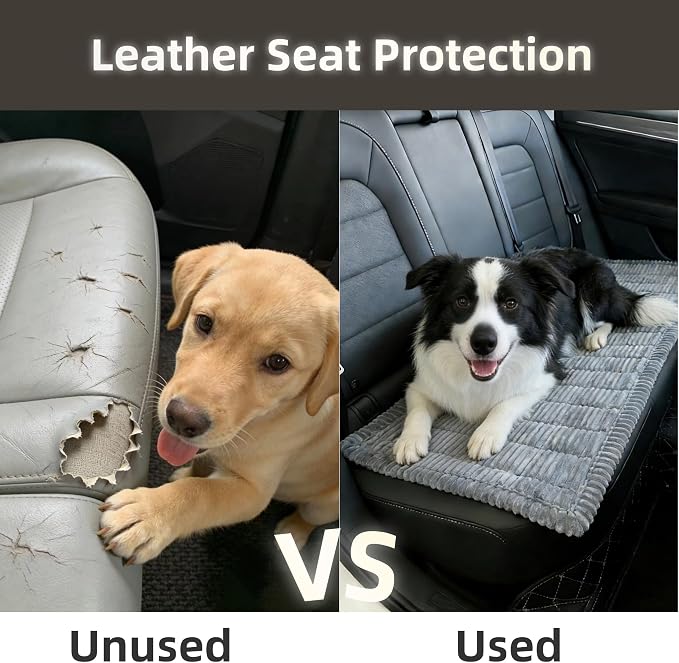 Dog Car Seat Cover, Pet Couch Covers for Car and Sofa,Non-Slip Backseat Pet Bed Mat, Machine Washable, Soft Plush Travel Seat Protector with Storage Bag (Grey,23.6''×70'')