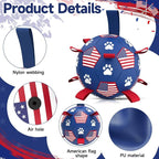 QDAN Dog Balls with Straps, Large Herding Balls for >90lbs Dogs, Soccer Toy | 9 Inch Soccer Ball for Dogs with Tabs for Outside Play, High Energy Dogs to Keep Them Busy, Interactive Tug Toy for Training