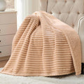 Waterproof Calming Dog Blanket for Large Dogs, Noiseless Soft Plush Pet Blanket for Bed, 500GSM Thick Faux Fur Pet Throw, Cozy Couch Furniture Protection Washable, Sand Beige, 50x60IN