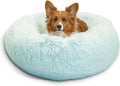 Best Friends by Sheri The Original Calming Donut Dog Bed for Medium Dogs up to 45 lbs, Shag Faux Fur, Baby Blue, 30" x 30"