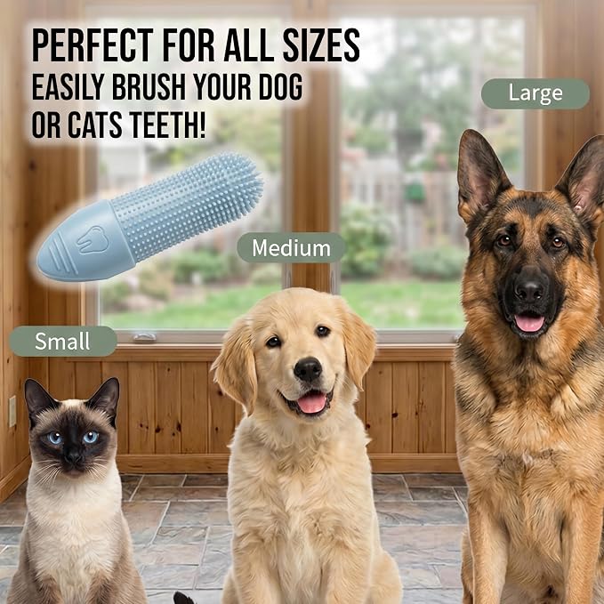 Hampton Distribution 2-Pack Pet Dental Care Kit - 360° Silicone Dog & Cat Finger Pet Toothbrush