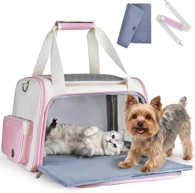Homespon 34.5L Soft-Sided Cat Dog Carrier, Airline Approved Pet Bag | Collapsible Travel Bag with Removable Bed for Small Dogs & Cats