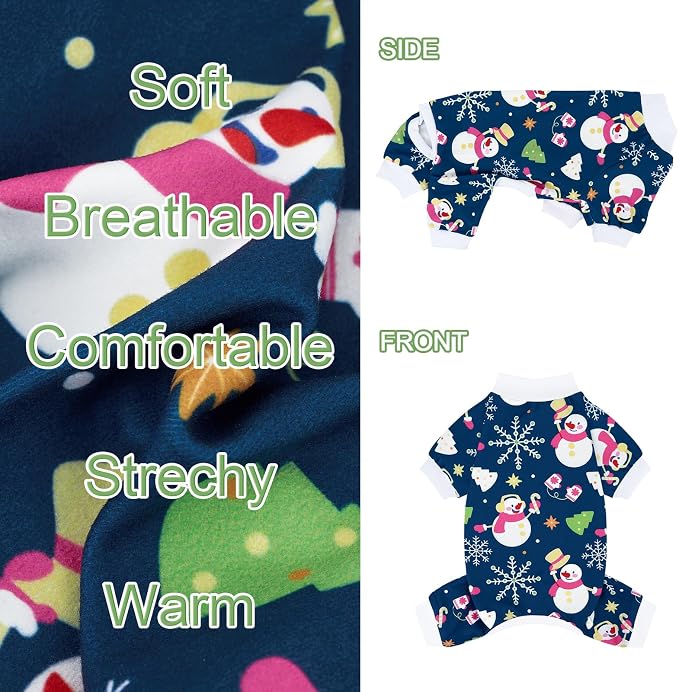 XPUDAC 4 Pack Christmas Dog Pajamas Comfy Dog Clothes for Small Medium Dogs Girl Boy Holiday Pet Outfit Winter Puppy Jumpsuits Pet Pjs Apparel, XL