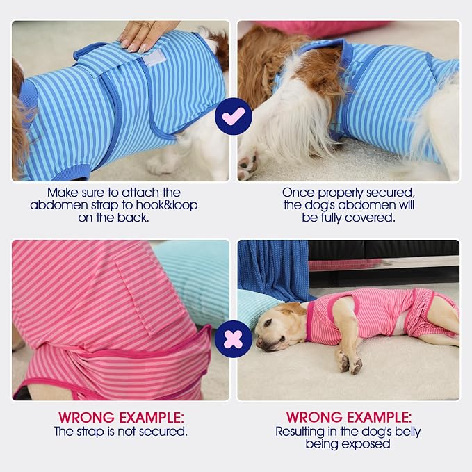 FUAMEY Dog Surgery Suit, Surgical Suit for Dogs, Dog Onesie for Surgery | Cone Collar Alternative, Abdominal Wound Protector, Anti Lick Suit, Soft Dog Bodysuit after Surgery Female Male, Rose Dye XS