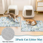 Bienbee Cat Litter Mat, 2 Pack 33" x 22" Machine Washable for Litter Boxes | Cat Litter Rug with Waterproof Backing, Non-Slip Grip and Soft On Kitty Paws to Catch Litter and Protect Floor