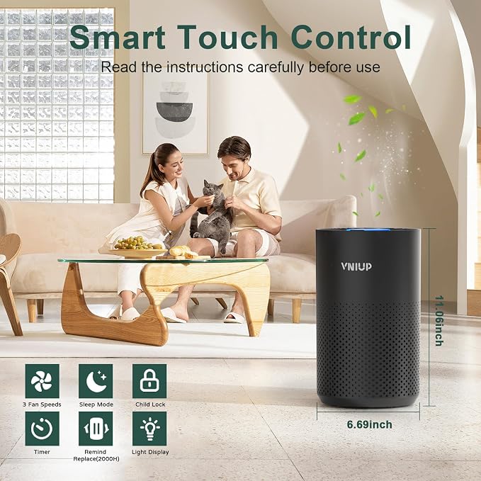 Air Purifiers for Bedroom Home up to 1350 ft² - Vniup H14 True Room Air Purifiers for Bedroom, with Fragrance Function Sleep Mode& Light Mode Air Cleaner for Pet Dander Odor Dust Smoke