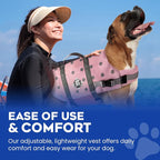 Dog Life Jacket — Premium Swim Vest with SafeChin Anti-Choke Collar | PAWS Aboard Pink | RapidLift Rescue Handle, D-Ring, Reflective Trim | Boating, Kayaking, Pool | X-Large (80–110 lbs)