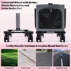 3-Sided Expandable Rolling Pet Carrier with Wheels, Small Cat Dog Travel Carrier, Foldable Portable Bag Grey Pink for Travel Camping Vet Outdoor Indoor Use