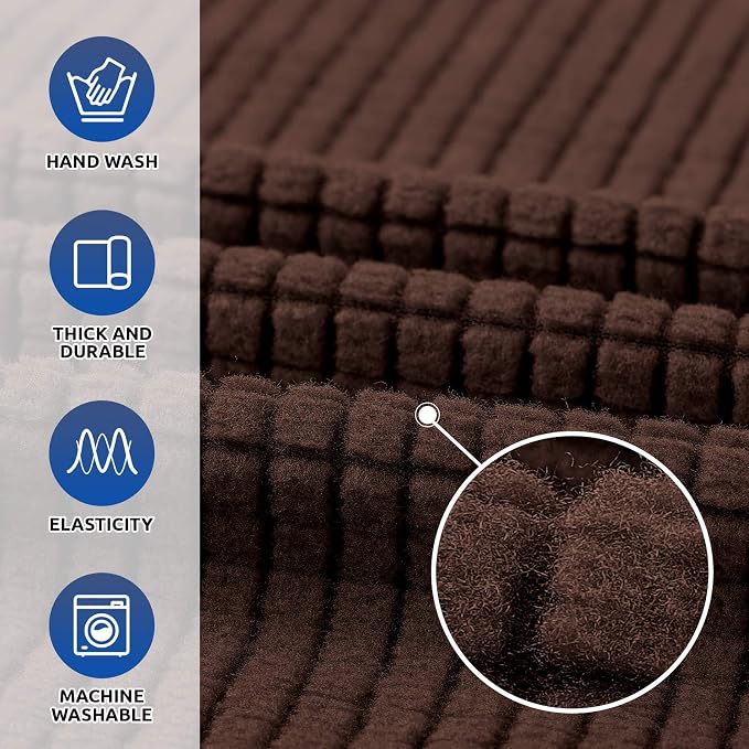Stretch Chair Sofa Slipcover, Single Couch Cover,Chocolate | 1-Piece Washable Sofa Cover,Pet Friendly (31"-55") Furniture Protector Soft Jacquard Elastic Bottom for Dogs & Kids