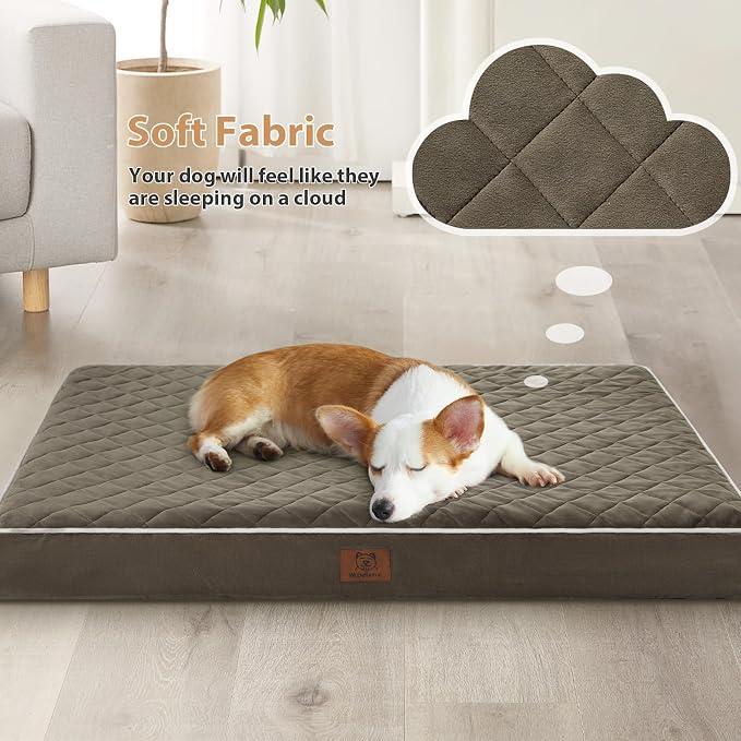WNPETHOME Orthopedic XL Dog Bed for Crate, Waterproof Extra Large Dogs Bed with Removable Washable Cover, Multi-Needle Quilting Dogs Crate Bed