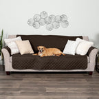 Furhaven Water-Resistant & Reversible Large Sofa/Couch Cover Protector for Dogs, Cats, & Children - Two-Tone Pinsonic Quilted Living Room Furniture Cover - Espresso/Clay, Large Sofa