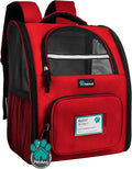 PetAmi Dog Backpack Carrier for Small Medium Dogs Large Cats up to 18 lbs, 2 Side Entry, Structured No-Collapse Frame, Airline Approved Ventilated Pet Backpack for Hiking Camping Travel Vet, Red