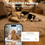 Automatic Cat Feeder with Camera, Automatic Dog Feeder Dry Food, 8L Dual Hopper Auto Cat Food Dispenser, 1080P HD Video with Night Vision/2-Way Audio/APP, 5G WiFi Pet Feeder with Low Food Tray-White