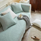 Leaf Floral Cotton Quilted Dog Couch Cover for Sofa Farmhouse Rustic Embroidered Sectional Couch Cover Soft Anti-Slip Sofa Slipcover Furniture Protector for Kids, Pets (Blue,43"x43")