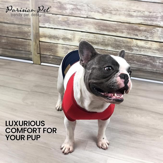 Parisian Pet World Champion Dog Tank Top - Breathable Cotton Pet Apparel - Red Puppy Clothes - Lightweight Doggie T Shirts for Dogs - Comfortable Sporty Dog Clothes - Summer Shirts for Medium Dogs