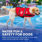 Dog Life Jacket - Swimming Vest for Dogs, Adjustable, Reflective, Comfortable, Multiple Colors, Patterns, XX-Small to Extra Large Dog Swim Vest with Handle (Red, Large)