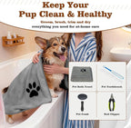 Puppy Supplies Starter Kit, Black Puppy Essentials for Small Dogs | Bowls, toys, toothbrush, treat pouch and more in one pink puppy kit; ideal welcome home gift for small dogs and new puppies