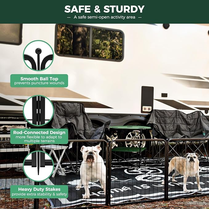 FXW Rollick Dog Playpen, Indoor, Yard & RV Camping, 24" H, 16 Panels | Easy setup, Heavy-duty, DIY layouts, Walk-through gate, for Puppies & Small Dogs, Patented