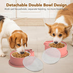 Newget 304 Stainless Steel Dog Bowl Set with Lids, 24oz Foldable Pet Dishes | Dual Food & Water Pet Bowl, Anti-Skid, Keeps Food Fresh, Easy to Install, for Small - Large Dogs/Cats - Indoor & Outdoor Use