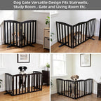 ZJSF Foldable Freestanding Indoor Dog Gate for House Wood Long Pet Gates Dog Fence for Stairs Puppy Gates for Hallways, Puppy Gate,Support Feet Included, Black, 24 "Height-2 Panels