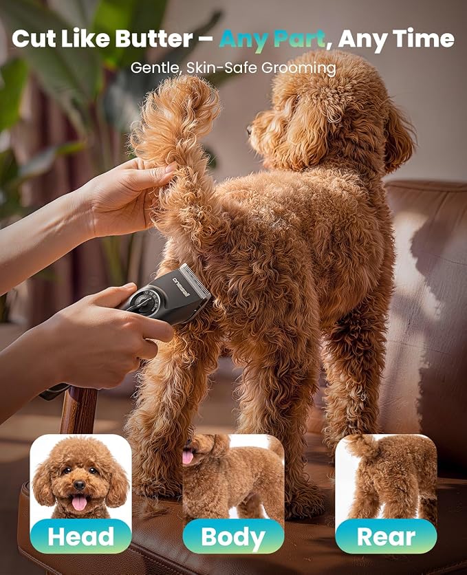 oneisall Dog Clippers for Grooming fit Doodles & Poodles,9050 | Compatible with Wahl's 3379,3332-3339 Metal Guards,3.5 Hours of Battery Life, 6500 Rpm High-Speed Cutting, Removable Blades