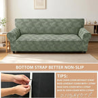 ZNSAYOTX Stretch Oversized Couch Covers for 3 Cushion Couch, 1-Piece Extra Large Sofa Cover Slipcover, Furniture Protector with Elastic Bottom Geometrical Jacquard Fabric (X-Large, Army Green)