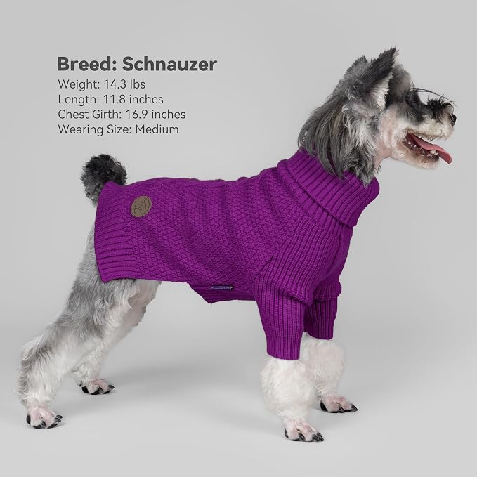 cyeollo Dog Sweater Long Sleeve Knitted Turtleneck Pullover Warm Clothes | Ultra Soft Warm Knit, Full Coverage, 4-Way Stretch for Easy Movement, Easy On & Off, Winter Daily Wear for Small Dogs