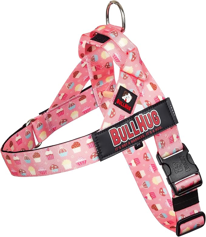 BULLHUG Adjustable Dog Harness– No Pull, No Choke – for English Bulldogs, French Bulldogs, Pugs & Broad-Chested Breeds – Easy, Safe Walks (Cupcake, XS)