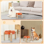 Elevated Slow Feeder Dog Bowl, 8.8" Ceramic Maze Dog Bowl with Stand | 3.2 Cups Slow Feeding Dog Dish for Fast Eaters, 7" Tall Anti-Slip Raised Slow Feeder for Medium to Large Breeds, Orange