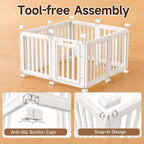 EVERFRONT Dog Playpen with Door - Dog Pen Indoor - Easy Assemble Dog Play Pen - Puppy Playpen, Cat Playpen, Small Animal Playpen, Dog Play Pen Indoors (White, 24", 8 Panels)