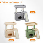 PEQULTI Cat Tree for Small Medium Cats, Gray Cat Tower for Indoor Cats | Gray aesthetic cat furniture with soft perch, private condo, natural sisal scratch post for indoor small medium kittens