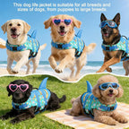 Fragralley Shark Fin Dog Life Jacket High Buoyancy, Adjustable Dog Life Vest with Quick Release Buckles & Rescue Handle for Swimming Boating, Small Medium Large Dogs