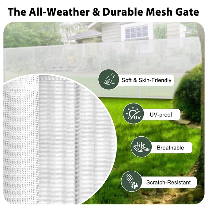 200" Extra Wide Baby Gate Retractable Dog Gate for Driveway, Garage(White) | 16ft Retractable Baby Gates Extra Wide Dog Gate Retractable Fence, 48" Tall Pet Gate Retractable Gate Outdoor Garage Dog Gate