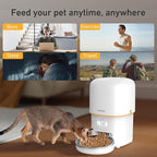 Automatic Cat Feeder, 3L Cat Food Dispenser with Anti-Jam Design, Over 180-day Battery Life, 1-6 Meals Per Day with Stainless Steel Cat Bowl, Keep Dry Food Fresh, Timed Pet Feeder Also for Small Dog