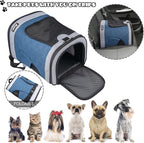 JESPET & GOOPAWS Pet Backpack Carrier for Small Dog, Puppy, Soft Carrier Backpack Ideal for Traveling, Hiking, Walking and Outdoor Activities with Family (Blue Grey)