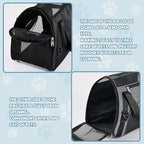 Sweetude 4 Pcs Cat Carrier Soft-Sided Pet Carrying Bag for Cat Under 13 Lbs, 16.9 x 11x 7.5 Inch, Portable Foldable Comfortable Bag for Small Pet Travel(Black, Gray)