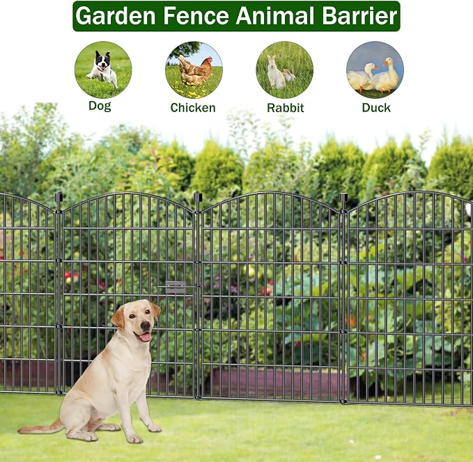 10 Panel No Dig Decorative Garden Fence with Gate 40"H x 23.6'L Dog Barrier