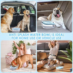 3L Dog Water Bowl No Spill, 101oz Large Spill Proof Dog Bowl Reduce Refill, Anti Splash No Mess Dispenser Dripless Slow Drinking Water Bowl for Sloppy Messy Drinkers (Sky Blue)