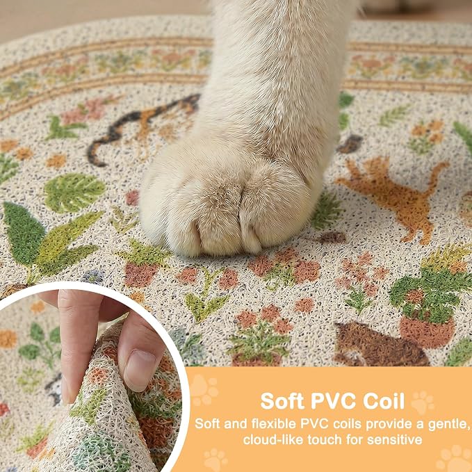 Bienbee Cat Litter Mat, 33" x 22" Dense Trapping Mesh for Litter Boxes | Litter Box Mat with PVC Mesh, Waterproof &Urineproof, Non-Slip Grip, Soft On Kitty Paws and Easy to Clean to Protect Floor