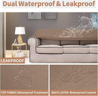 Easy-Going 100% Waterproof Oversized Chair Couch Cover, Stretch Sofa Cover | Dual Waterproof Sofa Slipcover, Leakproof Furniture Protector Against Stain Spill from Kids, Pets, Dog, Camel