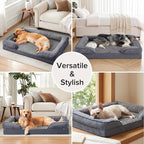 INVENHO L Plus Orthopedic Dog Bed for Large Dogs, Washable Dog Sofa with Egg-Crate Foam, Waterproof Lining and Non-Skid Bottom
