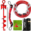 Snagle Paw Dog Tie Out Cable and Stake with Lock-Cap,Heavy Duty 20FT Dog Yard Leash & Stake with Shock Absorbing Bungee Tether,Rust Proof Ground Anchor for Yard, Beach, Camping & Outdoor,up to 360 Lbs