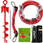 Snagle Paw Dog Tie Out Cable and Stake with Lock-Cap,Heavy Duty 20FT Dog Yard Leash & Stake with Shock Absorbing Bungee Tether,Rust Proof Ground Anchor for Yard, Beach, Camping & Outdoor,up to 360 Lbs