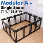 2 Room Acrylic Dog Playpen Indoor, Height 24", 14 Panels, Ideal for Small & Toy Dogs, Black