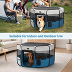 PETSFIT Portable Dog Playpen 36", Removable Waterproof Mat, Zippered Roof | 3-Second Setup, Collapsible Storage, RV Camping Travel, Indoor Outdoor Use, Medium Dogs and Cats, 36"L x 36"W x 21"H