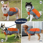 IECOii Hooded Dog Raincoat,Reflective Large Dog Rain Poncho,Ensure Safety in Low - Light Conditions, Adjustable Fit with Magic Sticker,Lightweight Waterproof Pet Rain Coat,Orange,XXL