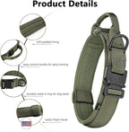 DAGANXI Tactical Dog Collar, Adjustable Military Training Nylon Dog Collar with Control Handle and Heavy Metal Buckle for Medium and Large Dogs, with Patches and Airtags Case (M, Green)