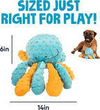 goDog Crazy Tugs Octopus Squeaky Plush Tug Dog Toy with Chew Guard Technology, Durable Fabric & Squeaker for Active Play, Multi Color, Large