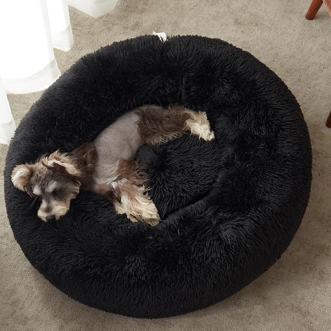 WESTERN HOME WH Calming Dog Bed & Cat Bed, Anti-Anxiety Donut Dog Cuddler Bed, Warming Cozy Soft Dog Round Bed, Fluffy Faux Fur Plush Dog Cat Cushion Bed for Small Medium Dogs and Cats | Fluffy Faux Fur Round Cuddler,Anti-Anxiety,Anti-Slip Bottom,Plush...