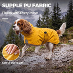 PU Dog Raincoat, Non-Toxic & Odorless Waterproof Vest, Adjustable High Neck and Hook & Loop Belly Closure for Rainy Potty Breaks & Wet Weather Outdoor Walks (Yellow, X-Small)